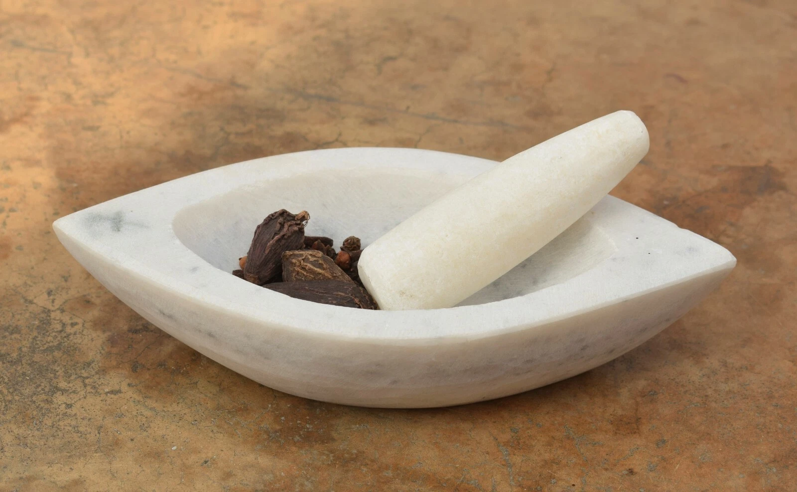 Marble Mortar Pestle Stone White Pestal Natural Set Ship Design Made in India
