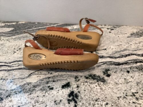 Vintage 80er Jahre Boho Yo-Yo's Damen Sandalen Hippie 9 N braun 2,5" Absatz offene Zehenpartie - Bild 7 von 11