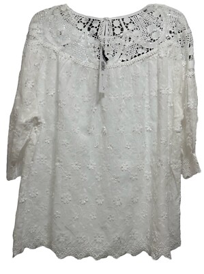 Coco + Carmen White Lace Top Round Neck Half Sleeve Lined Choose Size - NWT