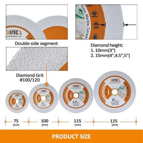 Diamond Blade Cutting Grinding Disc for Glass Jade Crytal 3/4/4.5/5 inch BGTEC - Picture 4 of 16