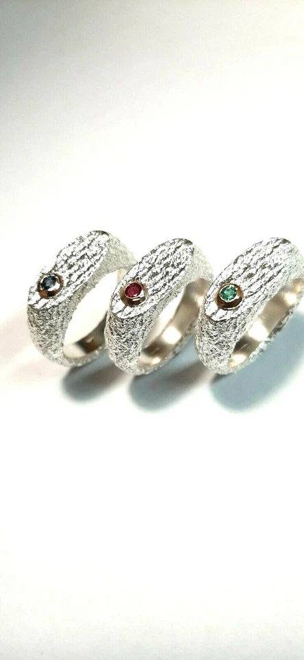 ANELLO UOMO CON RUBINO/ZAFFIRO/SMERALDO  NATURALI IN ARGENTO 925 - Immagine 3 di 4