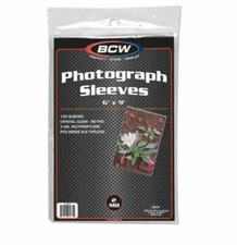 (100) BCW 6x9 Photograph Sleeves 6"x9" 2 Mil Poly For Photos, Cards, Postcards