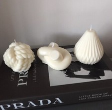 Trio Set - White Large String Knot, Infinity Knot  And Pear  Soy Wax Candle