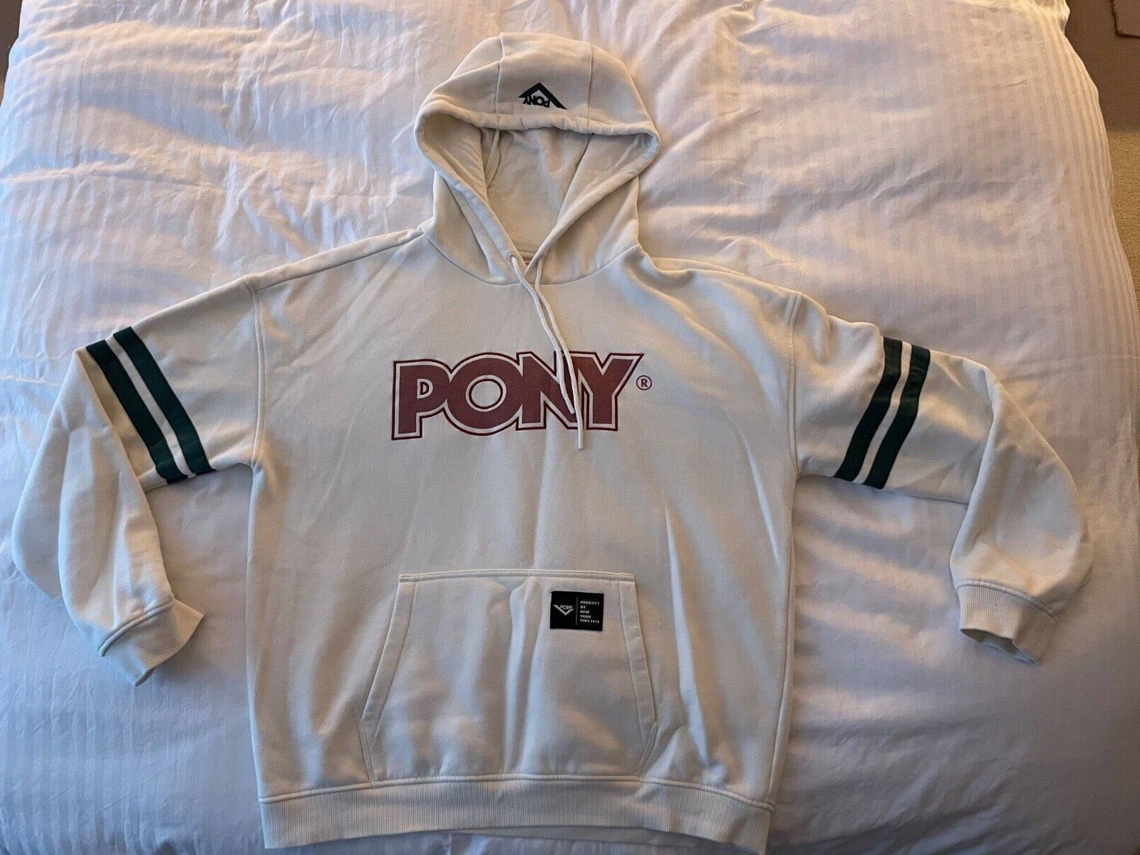 PONY Retro Felpa con Cappuccio Bianco Crema Medium