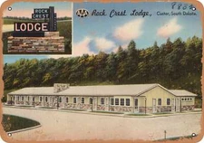 METAL SIGN - South Dakota Postcard - Rock Chrest Lodge, Cruster, South Dakota