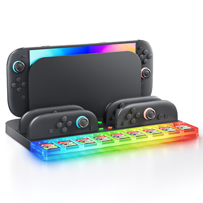 Charging Dock Station Stand Base Ladegerät für Switch 2 Spielkonsole w/RGB Licht