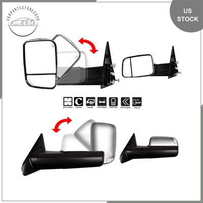 1Pair Power Heated Tow Mirrors Fits 02-08 Dodge Ram 1500 2500 3500 Turn Signal