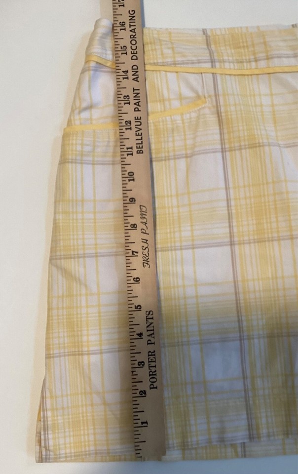 Izod Ladies Golf Skirt Skort Stretch Yellow Plaid Size 8 NWOT, Piping