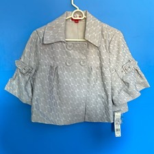 Elle Jackets & Coats | Elle Silver And Gray Jacquard Cropped Jacket