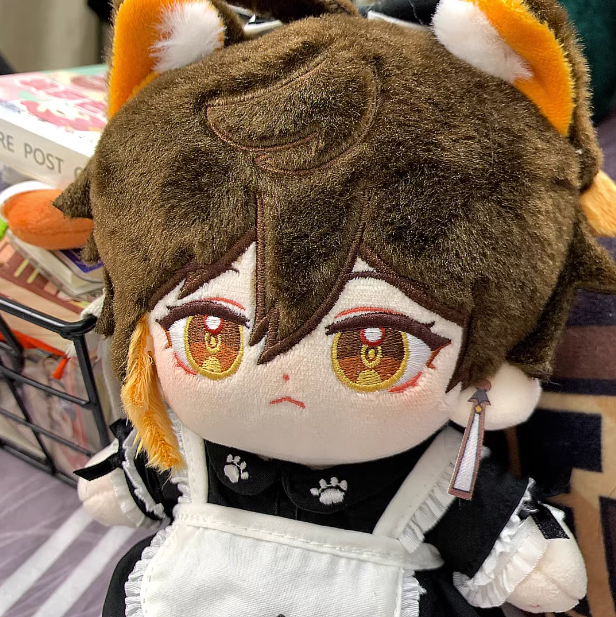 Anime Game Genshin Impact Zhongli 20cm Maid Theme Plush Doll Body Clothes  Costume Outfit Toy Cute Pillow Cosplay Plushies Gift