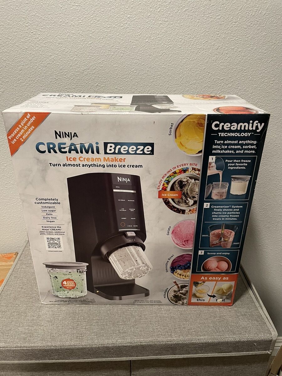 Ninja CREAMi Breeze 7 One Touch Programs, 4 Pints, Ice Cream