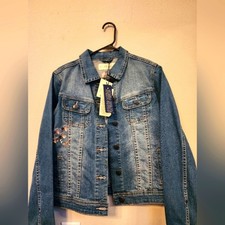 Lola Jeans- New-rare One Of A Kind Embroidered Jean Jacket- Size Small