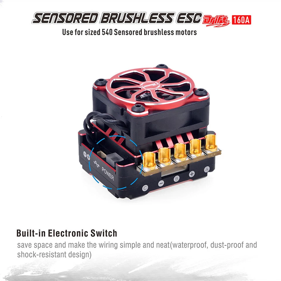 Rocket TS160V2 160A ESC Sensored Brushless 2-3S Für 1/10 RC Auto V4S V5R Motor - Bild 2 von 4