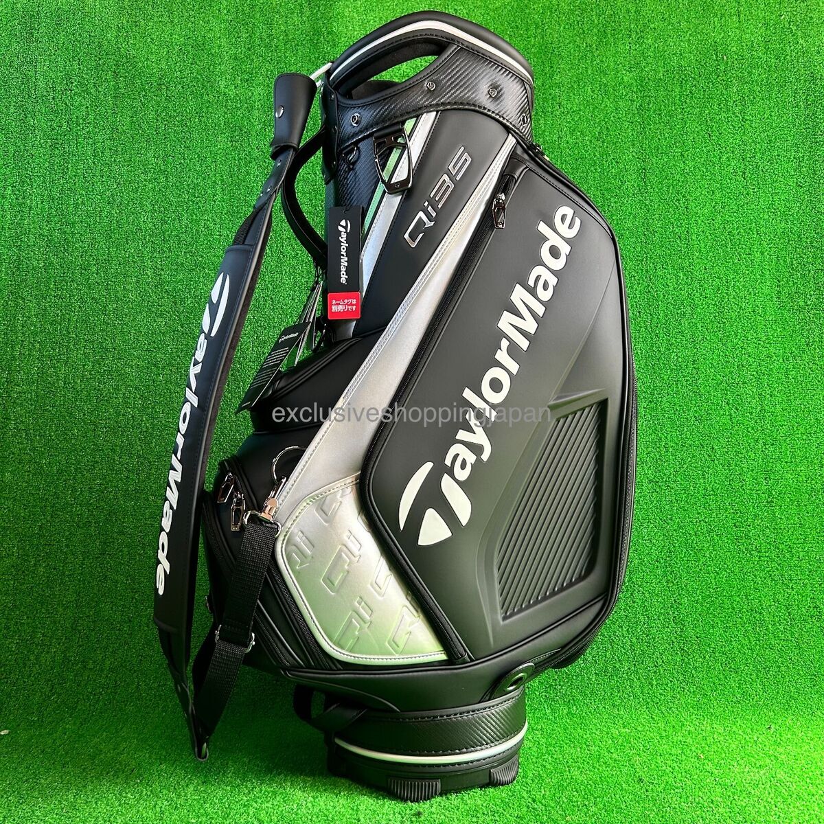 TaylorMade qi35 Tour Staff Cart Bag Black Silver 10.5 x 47in TaylorMade qi35 Tour Staff Cart Bag Black Silver 10.5 x 47in