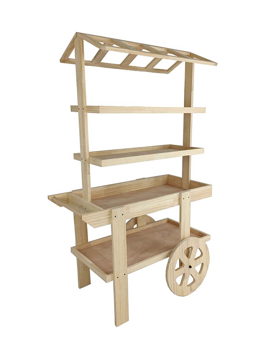 Flower Cart Vending Cart Farmers Market County Fair Wagon Wood