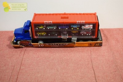 B - DRIVEN by Battat Pocket Carrier Truck with 10 Pocket Size Cars