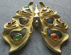 JJ Jonette Gold Tone Modernist Figural Butterfly Synchro Swimmer Sign Pin Brooch — photo 10
