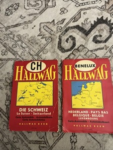 2 Vintage World Travel Hallwag Maps-CH,BENELUX