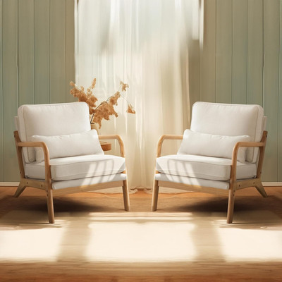 Accent Chairs Set of 2 Modern Lounge Fabric Chairs Reading Chairs Side Chair