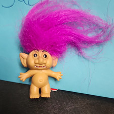 Troll Doll Pink Straight Hair Light Complexion Plastic Figure