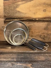 Livefresh Brand Mesh Stainless Steel Bowl Rest Food Strainer Set of 3 Pre-owned