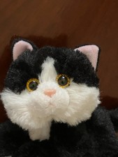 Aurora Plush Mini Flopsie "MAYNARD" the Black White Cuddly Kitty 8" Adorable