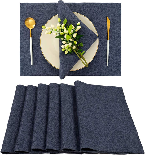 Blau Tischsets für Esstisch 6er Set Abwaschbar Leinen Platzsets für Küche T - Bild 1 von 7
