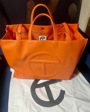 Telfar Orange Tote Bag with Embossed Logo, Do...