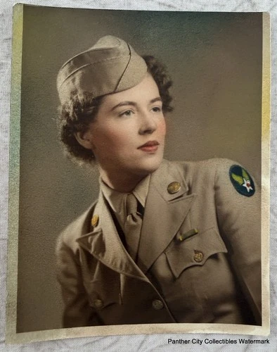 Vintage Signed WWII Era Signed Army Air Corps Photo Woman Military Uniform