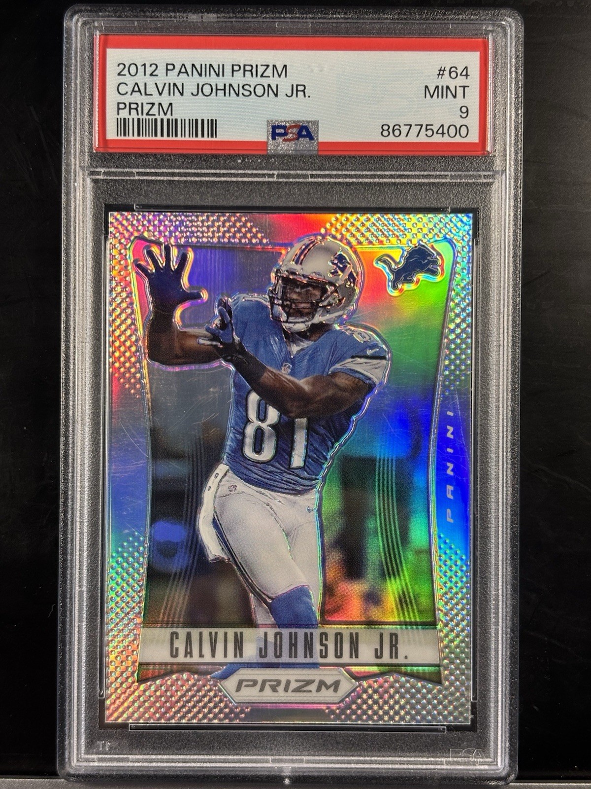 2012 Panini Prizm Silver Prizms Calvin Johnson Jr #64 PSA 9 MINT SSP HOF LIONS