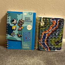Outer Space Spiral Bound Notebook Blue w/ Detachable Charms 6.4x8in AND Journal