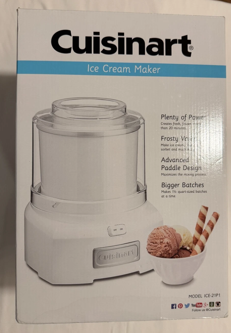 Cuisinart Ice Cream Maker - Model ICE-21P1 - White - New In Box