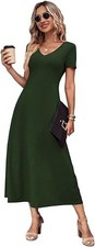 Women's Casual Short Sleeve Tshirt Dress Summer Midi A-line T-Shirt Dress