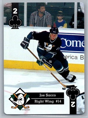1995-96 Hoyle Western Conference Playing Cards #2 Clubs Joe Sacco Mighty Ducks