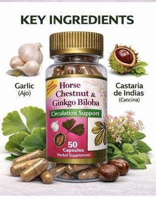 Castaña de indias (Horse Chestnut) Ginkgo Biloba, New Better Formula 50 capsules
