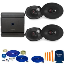 JBL 2-Pairs Stage3 9637AM 6x9" 3-Way with Alpine S-A32F 320W 4-Ch Amp and Wiring