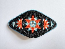 Vintage Native American Beaded Deerskin Backed Belt Buckle - Old Hand Cut Beads