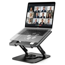 360 Rotating Laptop Stand Ergonomic Adjustable Metal Riser Gunmetal