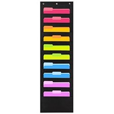 Heavy Duty 10 Pocket Storage Chart - Black Nylon File Organizer for A4 Paper