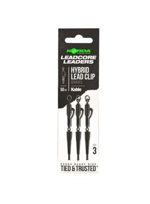 Korda Kable Leadcore Leader Hybrid Lead Clip Weed 50cm Carp Rig (3pcs)
