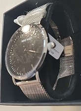 Nine West Asher Watch NWW1621MF Stainless Mesh Band Black Face