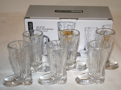 Home Essentials Cowboy Boot 3/4 oz Shot Glasses Set of Six New