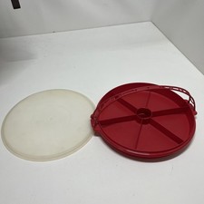 TUPPERWARE Divided Party Relish Pie Dessert Tray Carrier 405-9 Lid  Handle