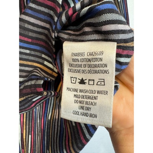 Robert Graham Shirt Men's M Multicolored Striped Button Up Flip Cuff Classic Fit - Picture 10 of 10