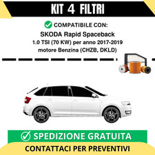 Kit 4 Filtri Tagliando per SKODA Rapid Spaceback 1.0 TSI 70 kw Benzina 2017-2019