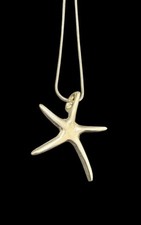 925 Sterling Silver Starfish Pendant Rope Chain Necklace 20