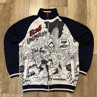 Vintage Ecko Unltd Y2K Jacket Mens M Black White Graffiti Comic Patch Marc Ecko