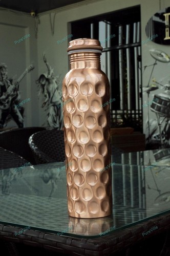 Bouteille D'Eau En Cuivre Pur 950 Ml - Design Diamant, Isolée Sous Vide, Ayurvédique, Pour Bienfaits Santé