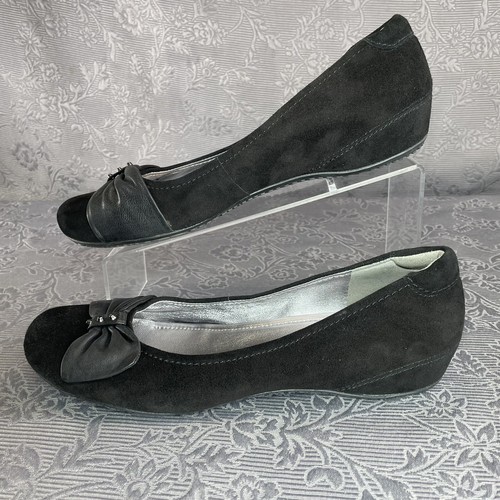 Ecco Bouillon Bow Flats Black Suede Comfort Shoes EU41 US10-10.5 - Picture 8 of 11