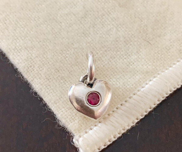 James Avery keepsake heart Red Ruby Stone Charm - image 1